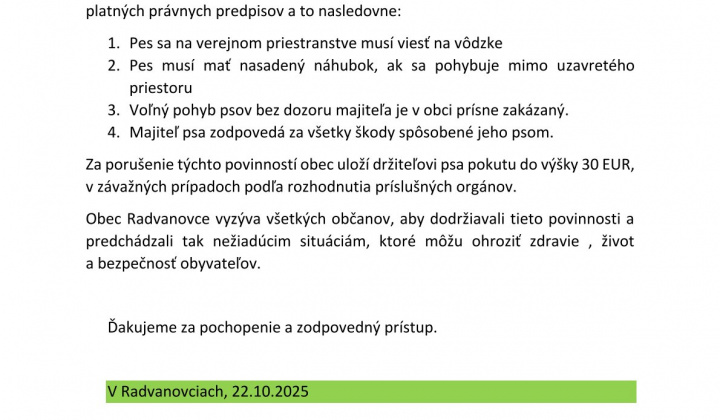Fotka - UPOZORNENIE PRE MAJITEĽOV PSOV