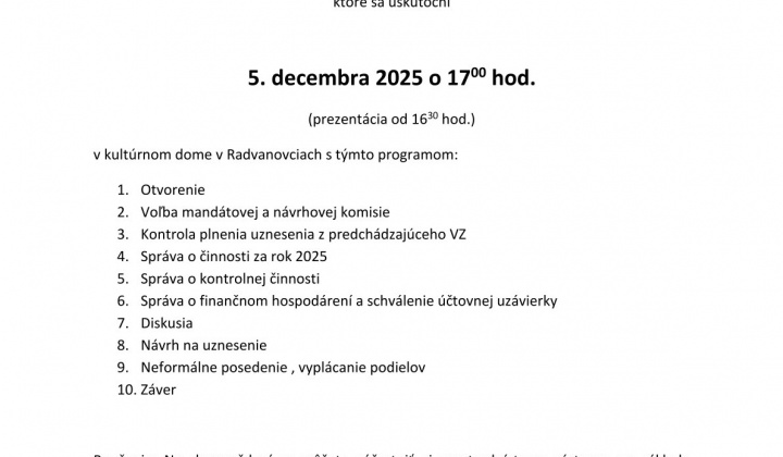 Fotka - Urbárska schôdza - Pozvánka