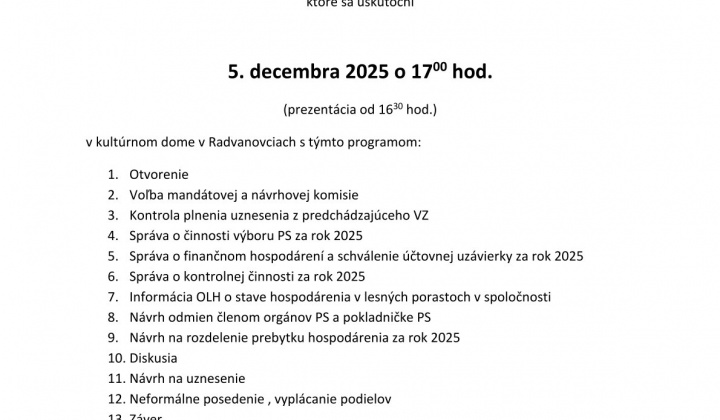 Fotka - Urbárska schôdza - Pozvánka