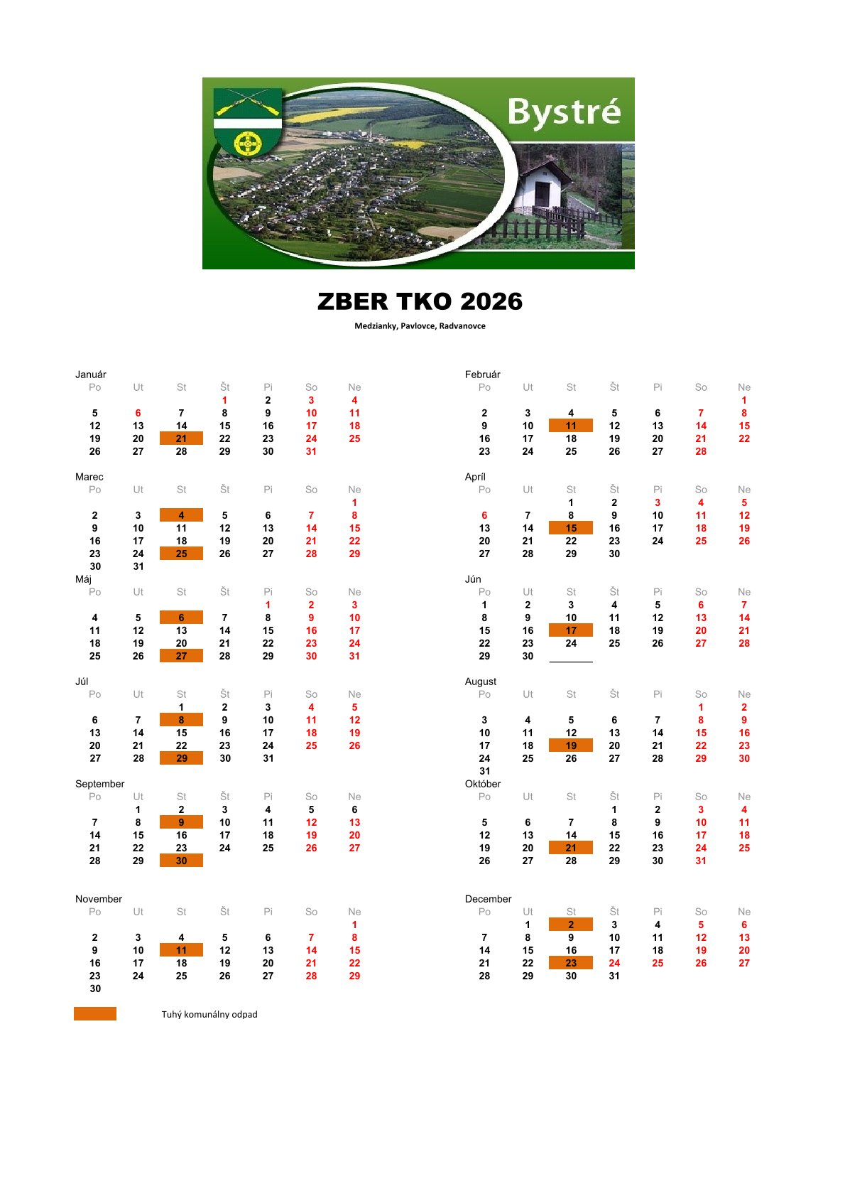 Fotka - ROZPIS KOMUNÁLNY ODAPD 2026