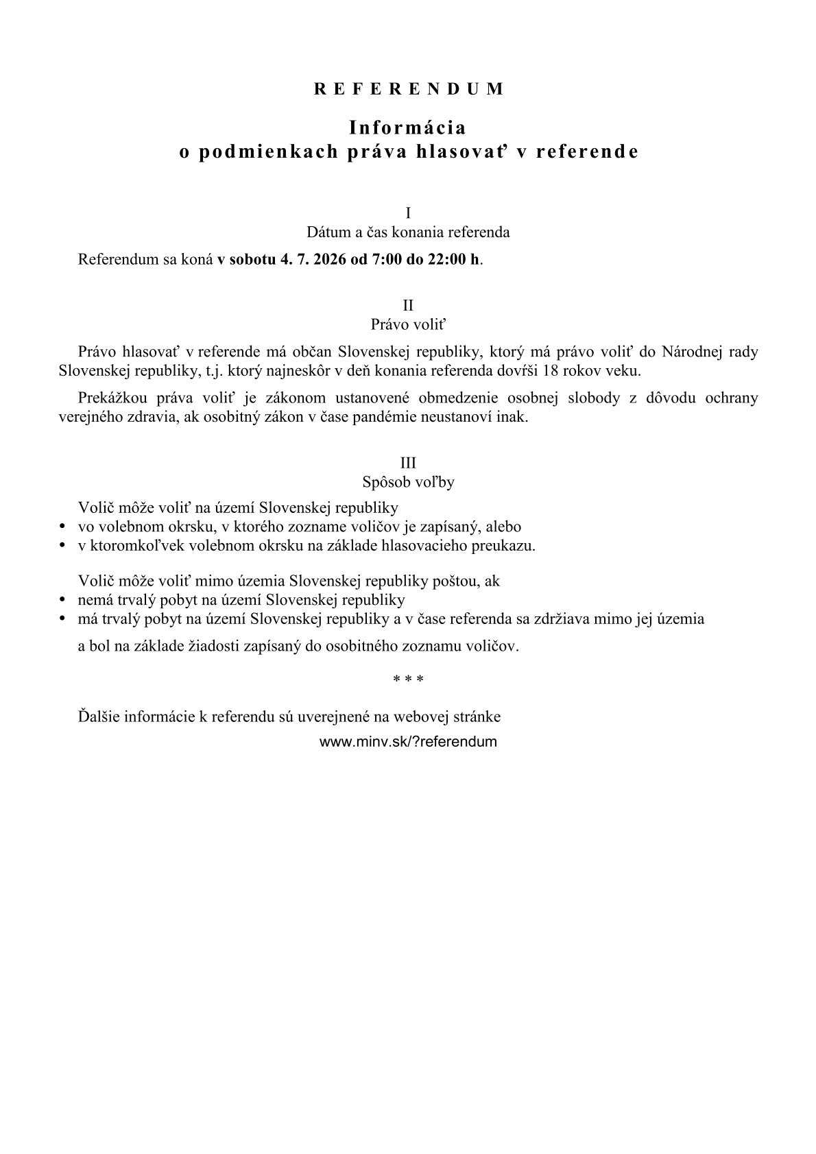 Fotka - Informácia o podmienkach hlasovať v referende