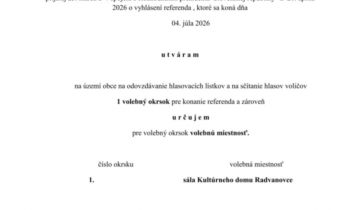 Fotka - Určenie volebného okrsku Radvanovce