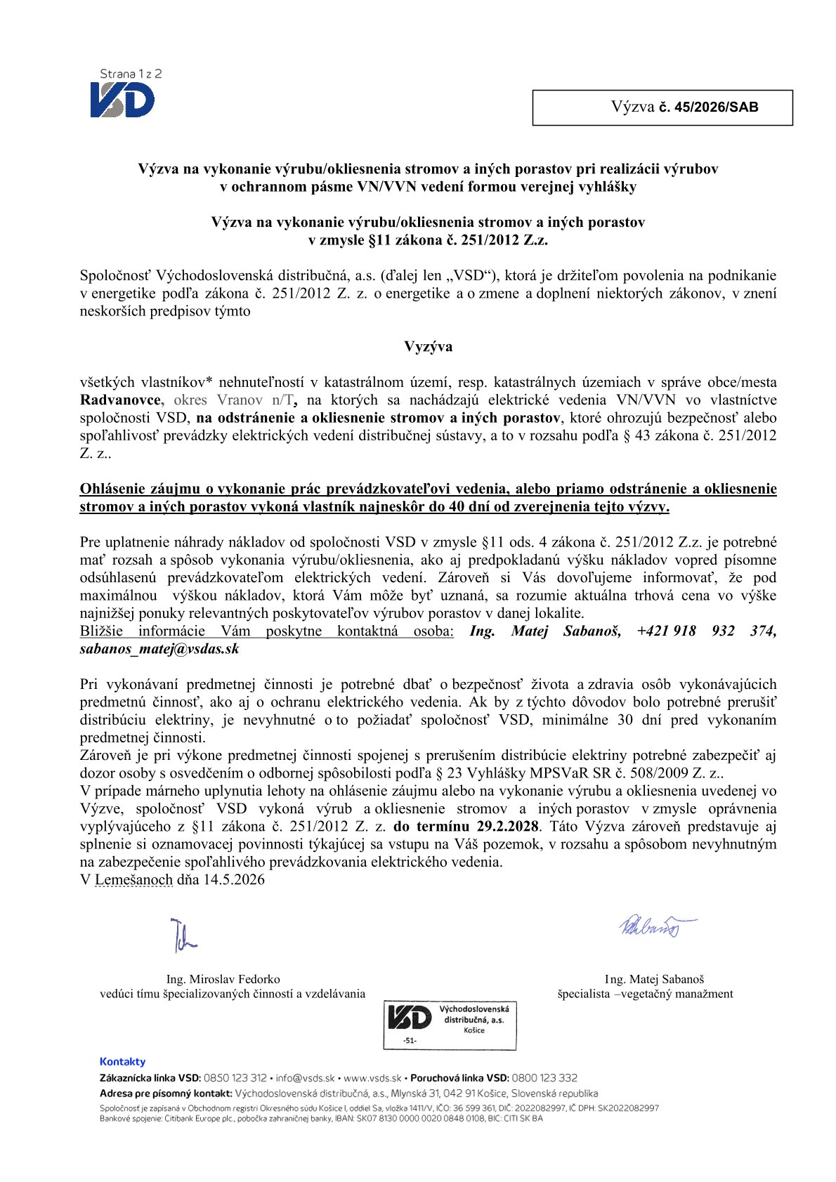 Fotka - Výzva na vykonanie výrubu