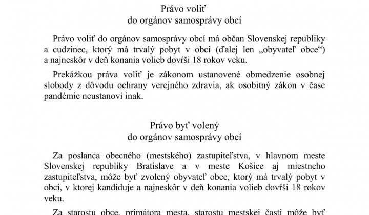 Fotka - Informácia o  práve voliť a byť zvolený do orgánov samosprávy obcí