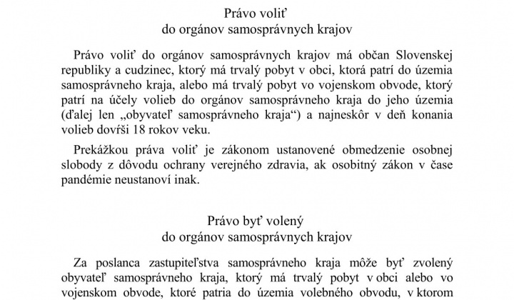 Fotka - Informácia o  práve voliť a byť zvolený do orgánov samosprávnych krajov