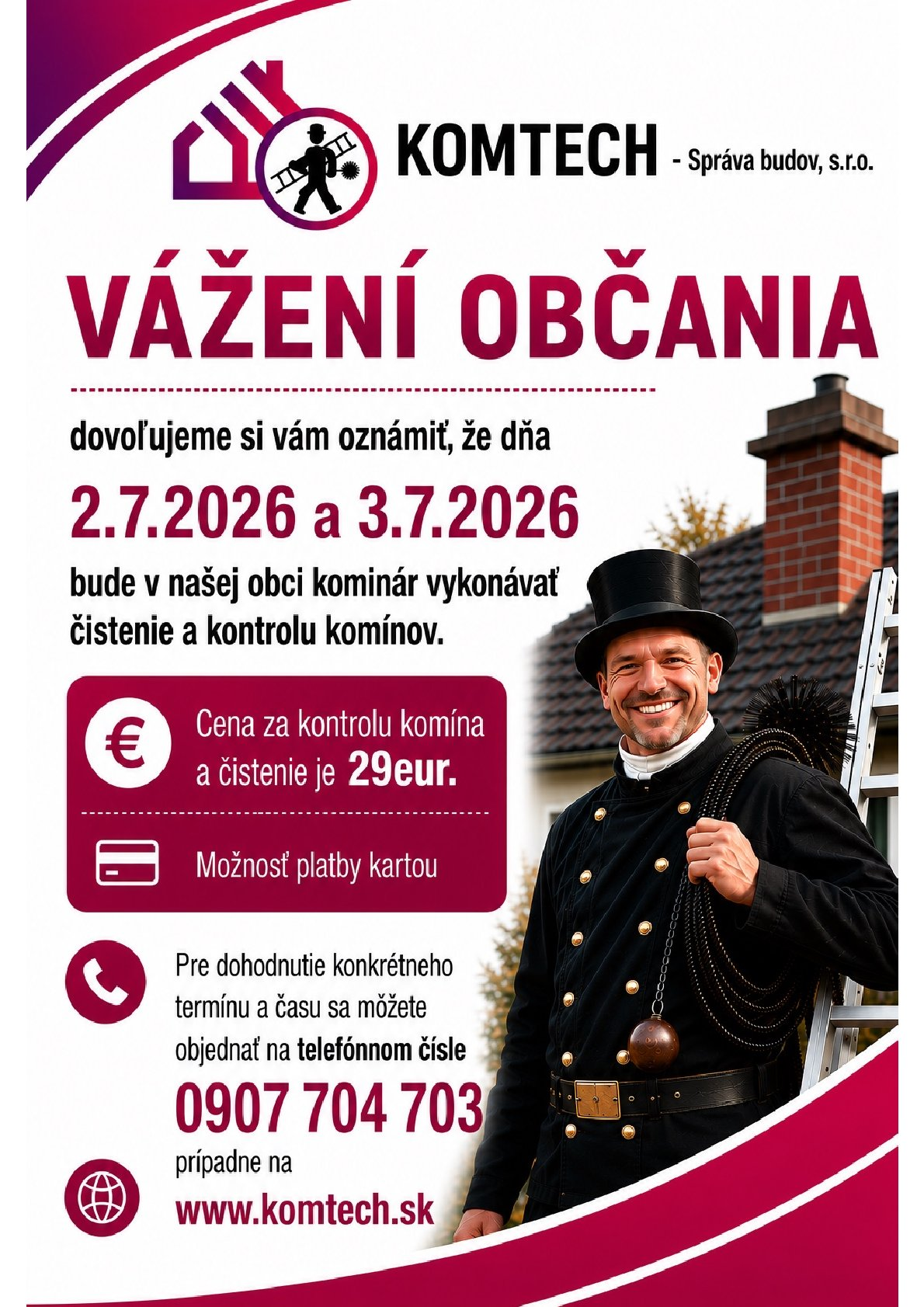 Fotka - Čistenie komínov v obci