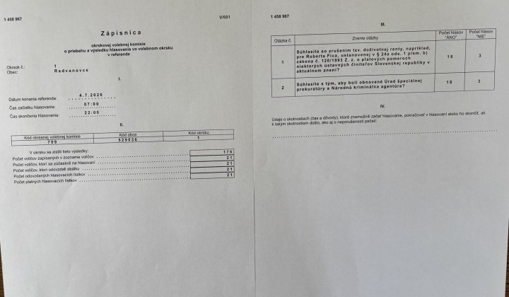 Fotka - Zápisnica Referendum 04.07.2026