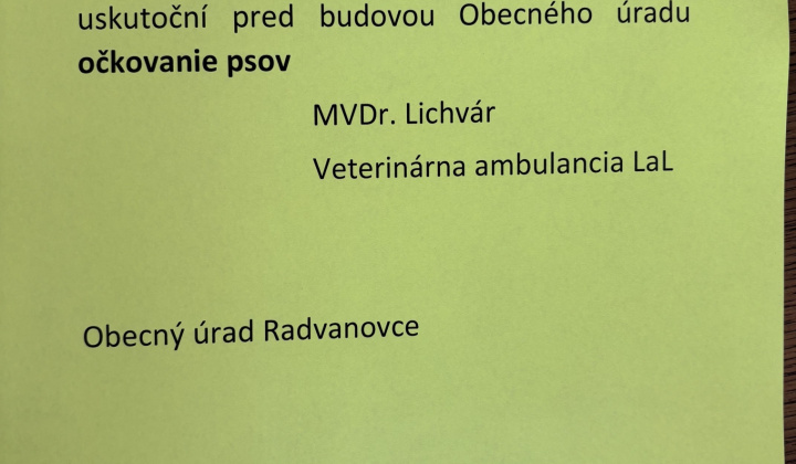 Fotka - Očkovanie psov v obci Radvanovce