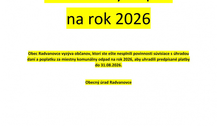 Fotka - Úhrada daní a poplatku za TKO na rok 2026